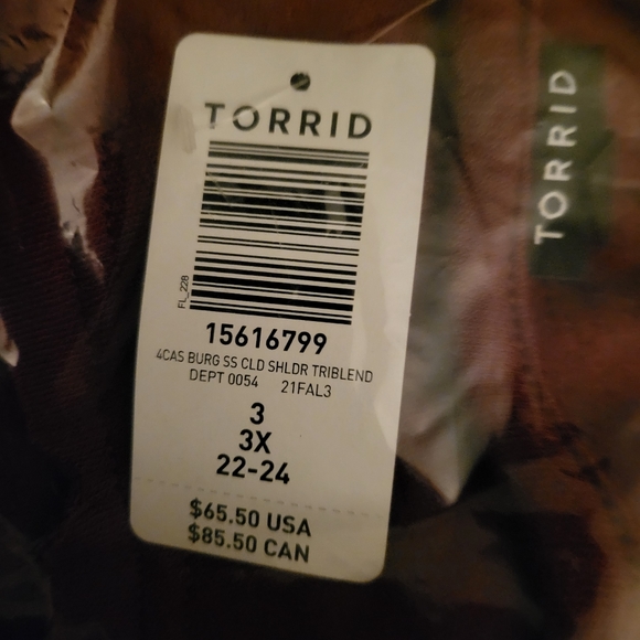 NWT 3X TORRID BURGUNDY SHORT SLEEVE COLD SHOULDER TRIBLEND DRESS - Picture 2 of 3